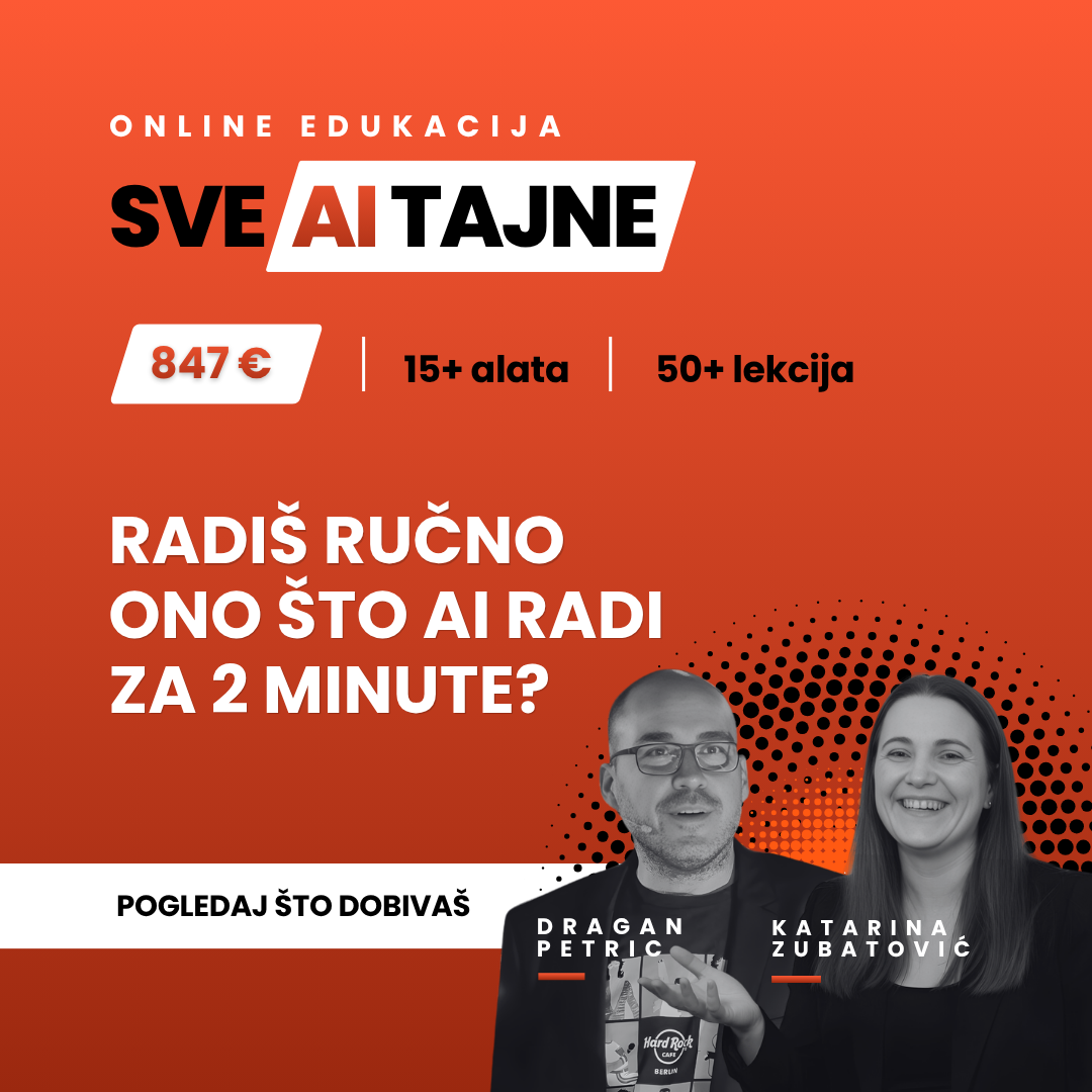 Sve AI tajne online edukacija - 847 eur, 15+ alata, 50+ lekcija