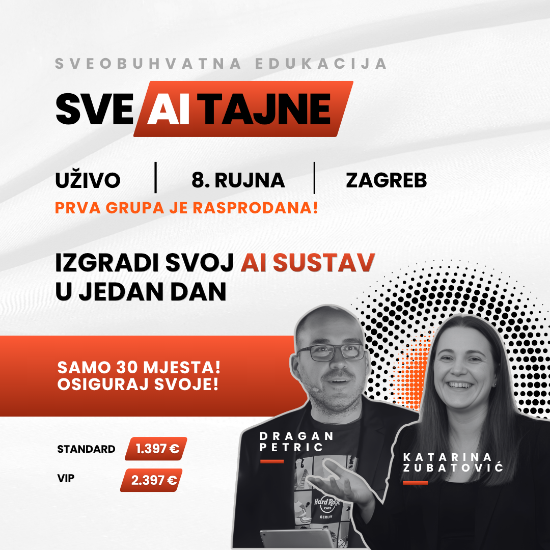 Sve AI tajne uživo radionica - cijene Standard i VIP